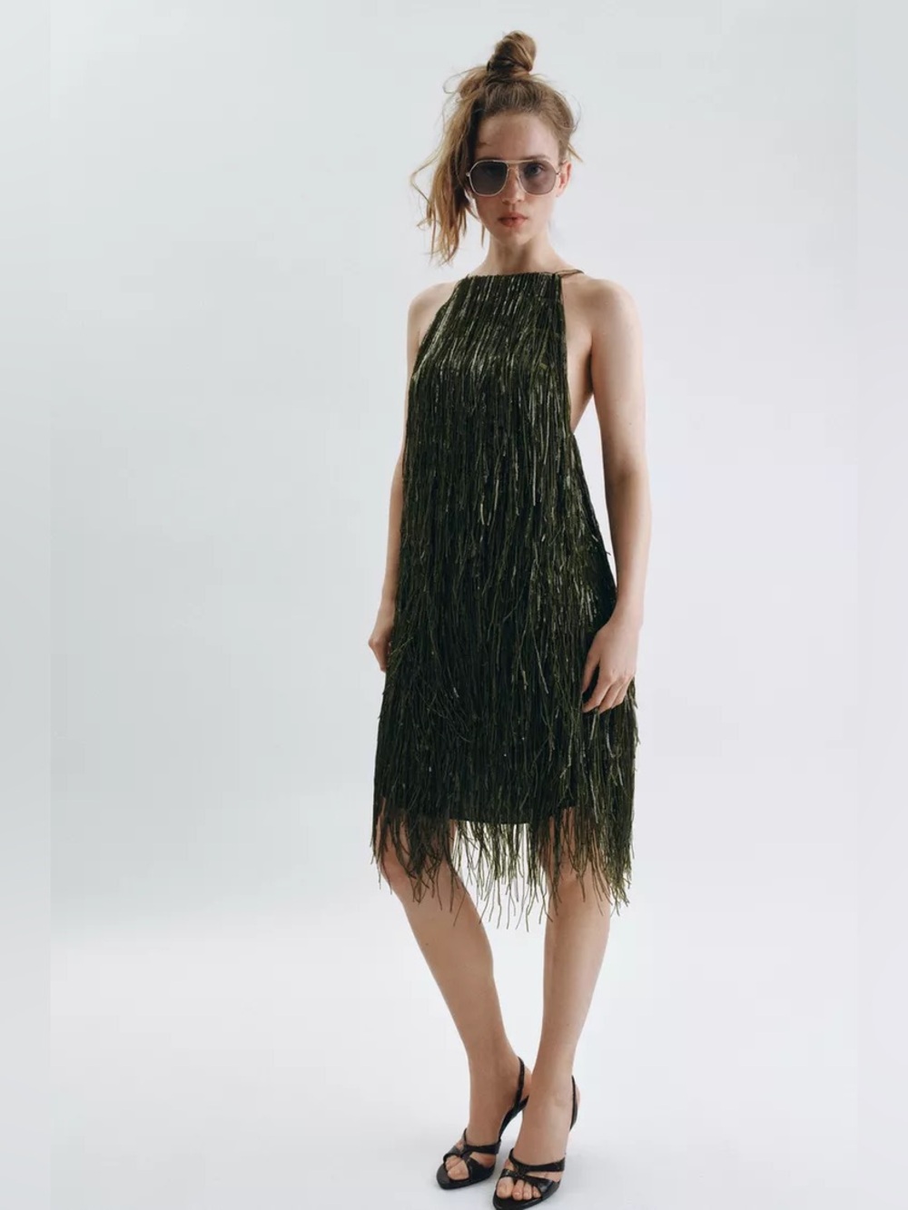 ZARA ZW Fringed Sequin Dress